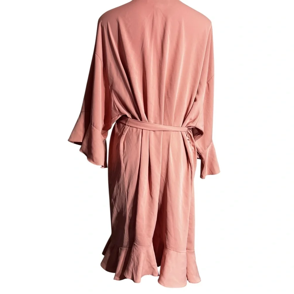 Birdy‎ Grey Kenny matte satin robe 1x/3x dusty rose pink Kimono wedding bridal